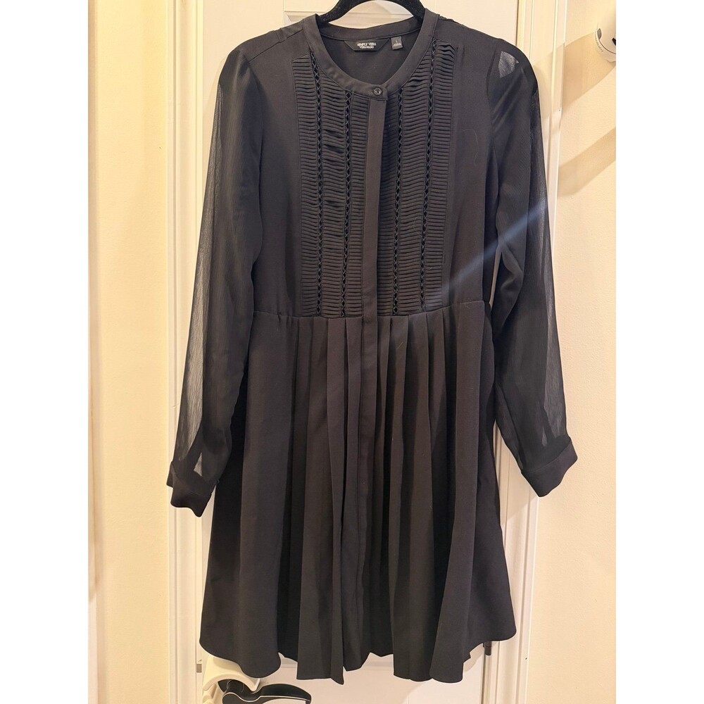 Simply Vera Vera Wang Black Pleated Tuxedo Bib Mini Dress | Size L